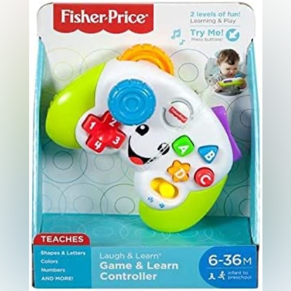 Fisher-Price Pretend Video Game Controller Baby Toy with Music Lights/ Learning